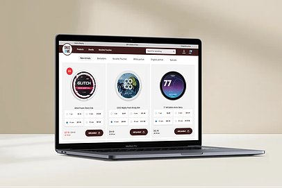 Desktop mockup showing SnusMe e-commerce