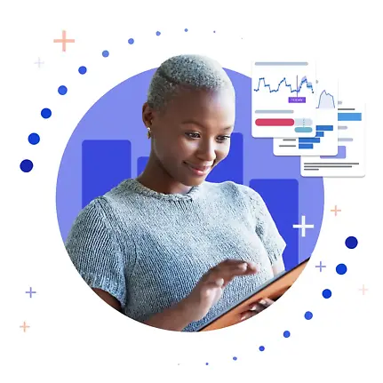 Salesforce illustration av en kvinna som använder deras CRM