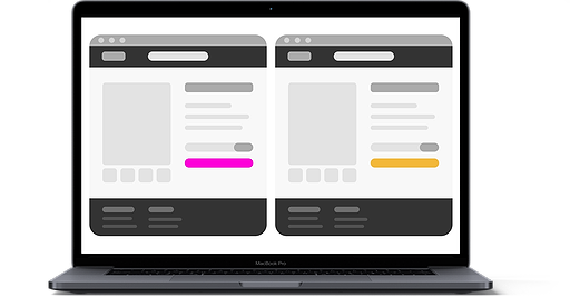 Illustration of A/B testing in conversion optimization, where two versions of a web design are compared to identify the best user experience.