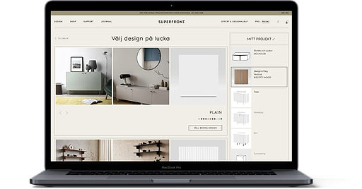 A Macbook displaying Superfront's user-friendly product configurator, an example of how effective web design creates a smooth user experience.
